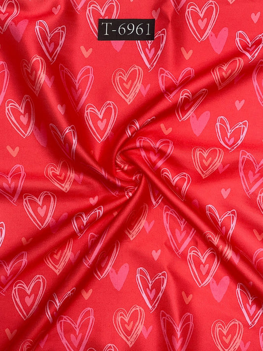 Beautiful Heart Print On Satin