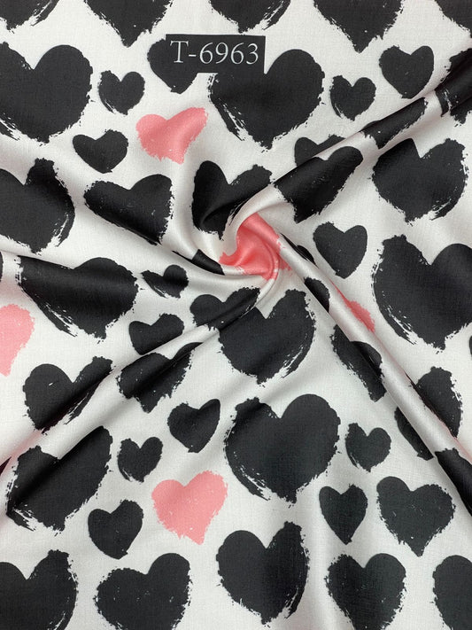 Beautiful Heart Print On Satin