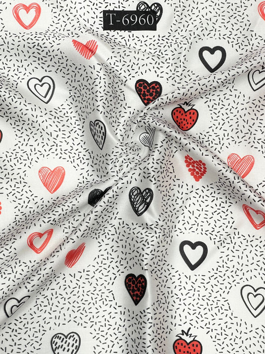 Beautiful Heart Print On Satin