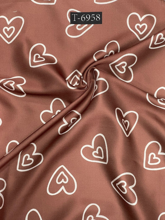 Beautiful Heart Print On Satin