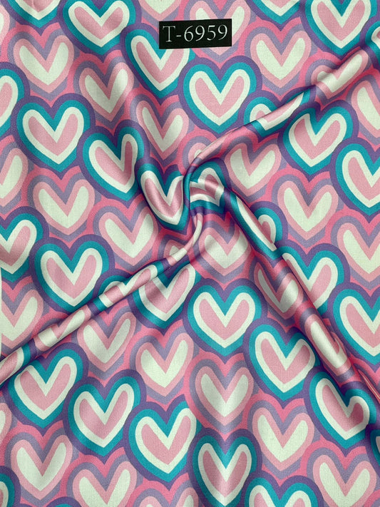 Beautiful Heart Print On Satin