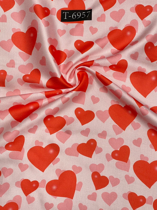 Beautiful Heart Print On Satin