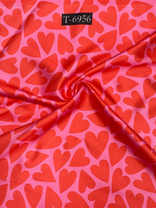 Beautiful Heart Print On Satin