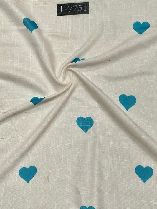 HEART PRINT WITH COLOURS ON Cotton Linen