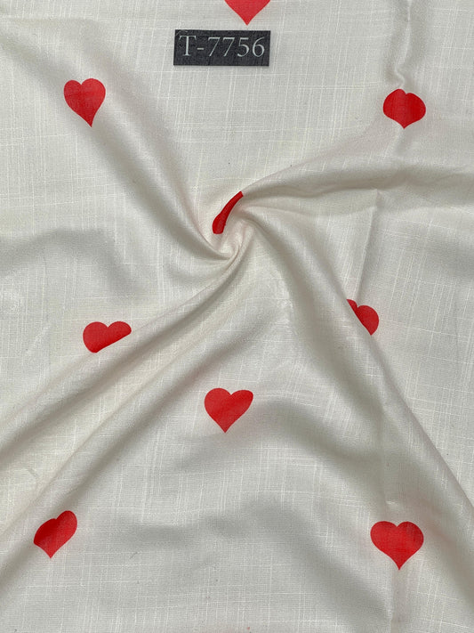 HEART PRINT WITH COLOURS ON Cotton Linen