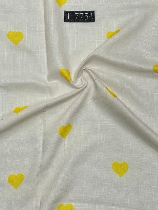 HEART PRINT WITH COLOURS ON Cotton Linen