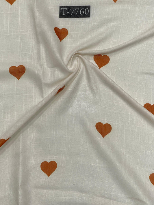 HEART PRINT WITH COLOURS ON Cotton Linen