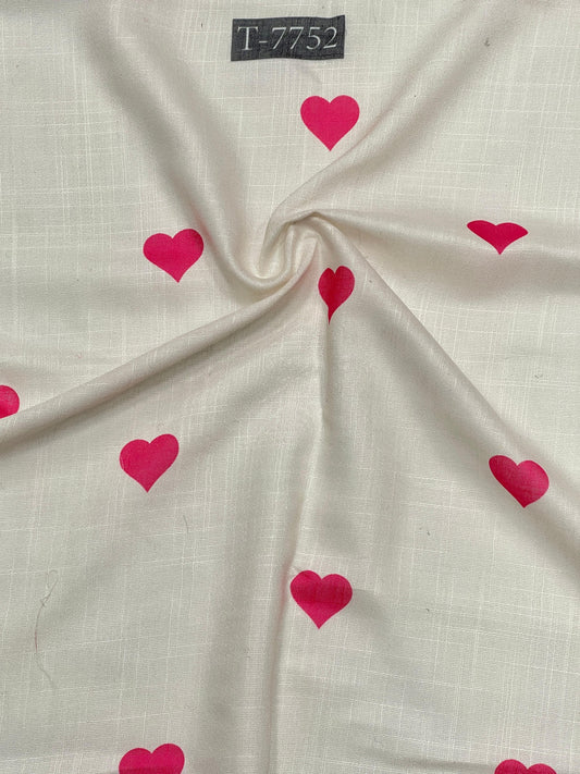 HEART PRINT WITH COLOURS ON Cotton Linen