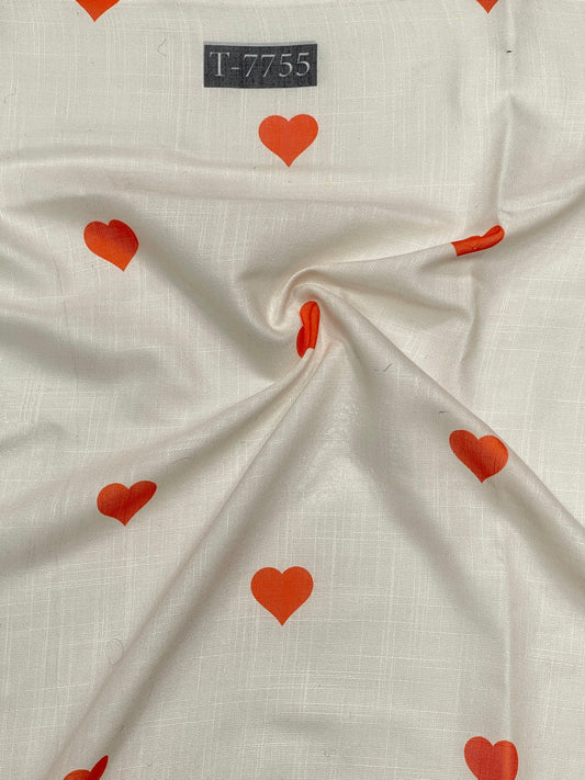 HEART PRINT WITH COLOURS ON Cotton Linen