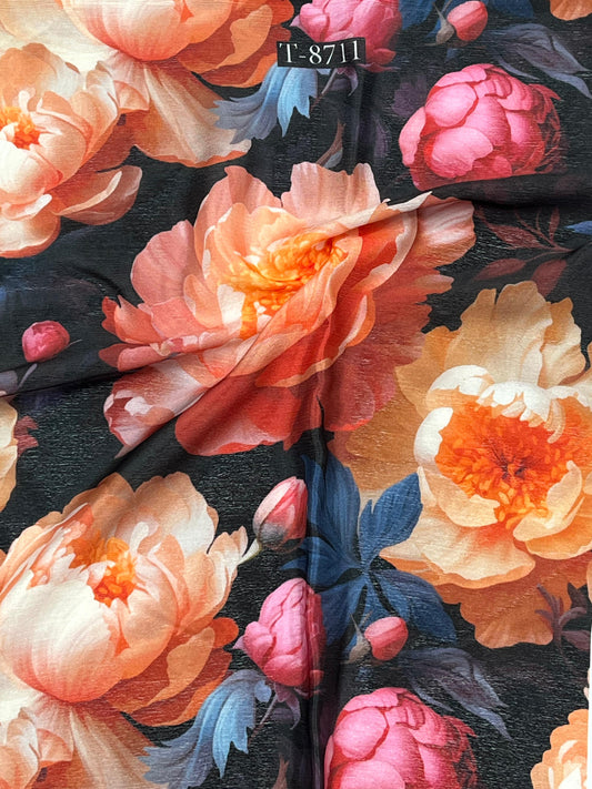 Big Floral Print on Chinnon