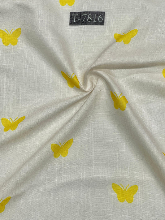 BUTTERFLY PRINT WITH COLOR ON LINEN