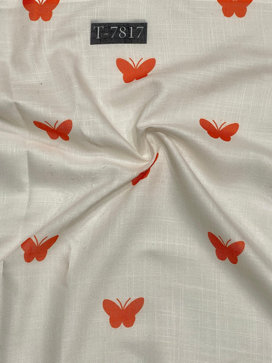 BUTTERFLY PRINT WITH COLOR ON LINEN