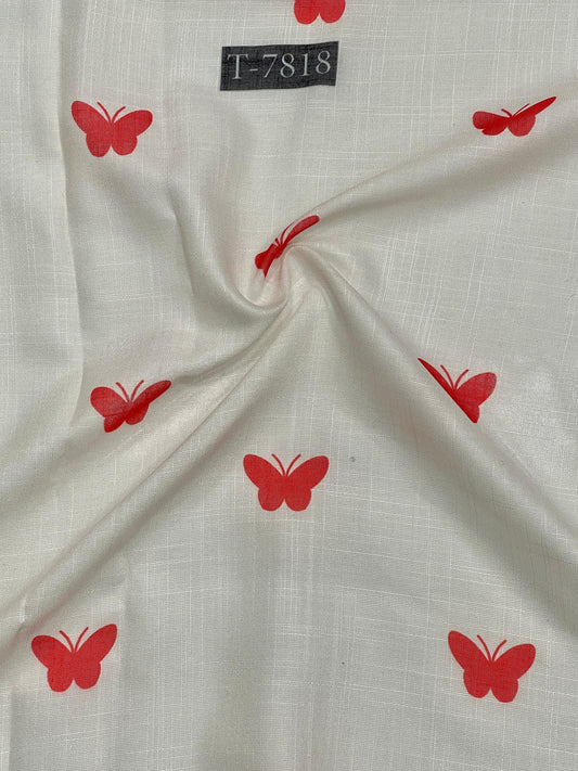 BUTTERFLY PRINT WITH COLOR ON LINEN