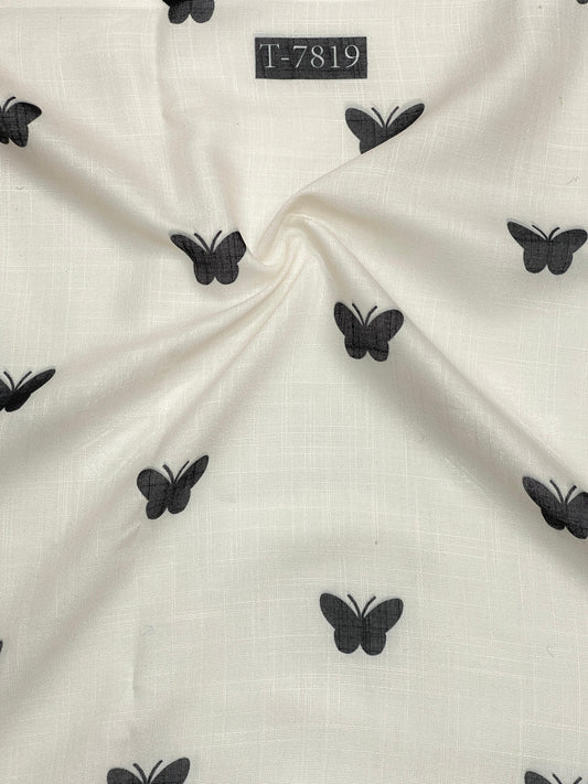 BUTTERFLY PRINT WITH COLOR ON LINEN