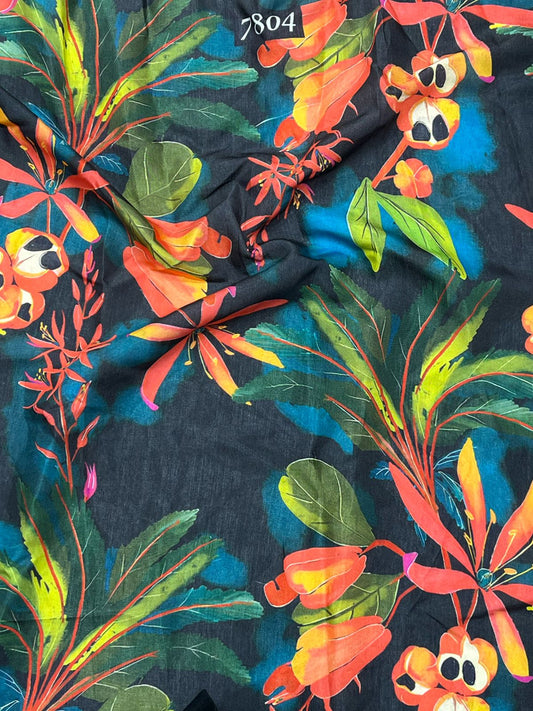 Floral Prints On Pure Viscose Muslin