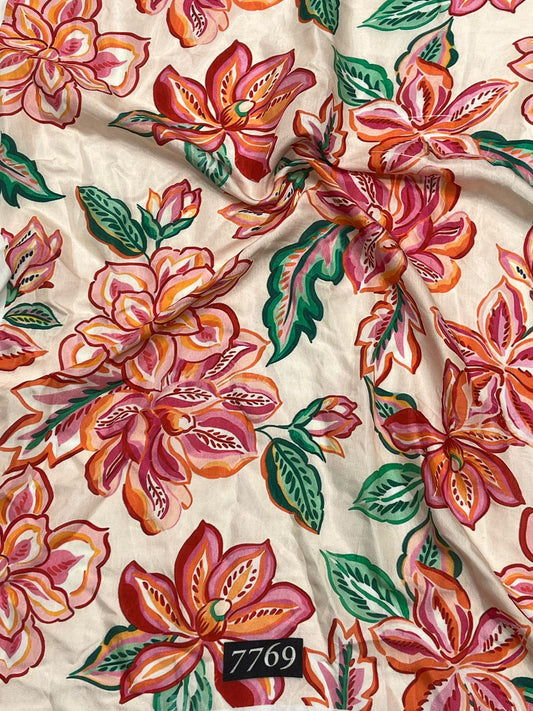 Floral Prints On Pure Viscose Muslin