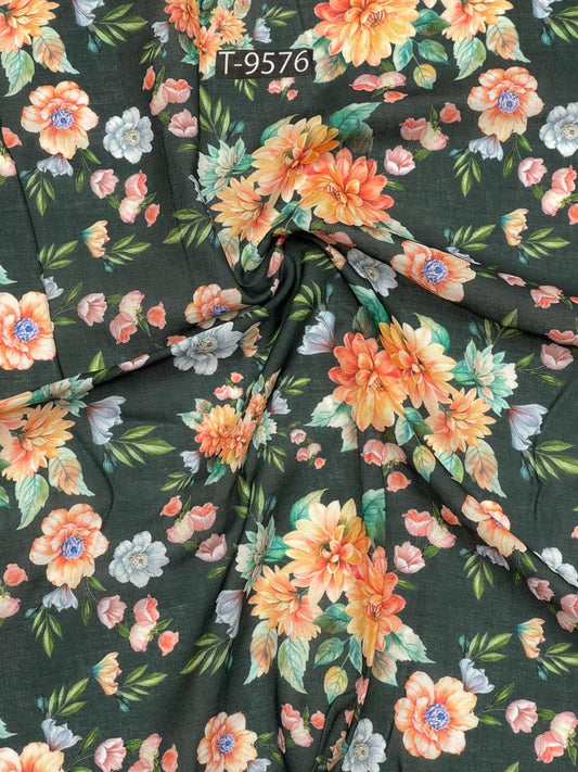mixed floral print on cotton