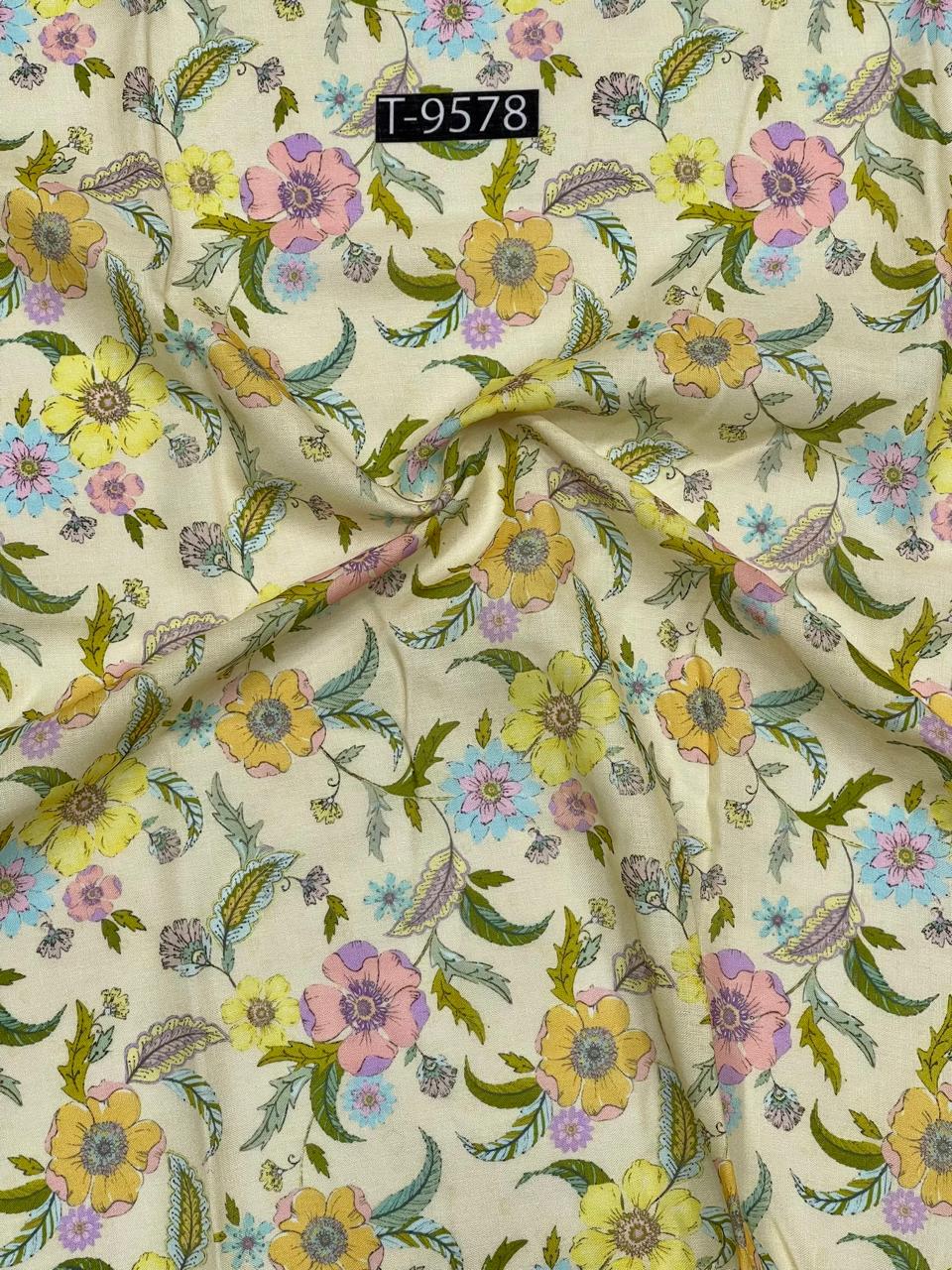 mixed floral print on cotton