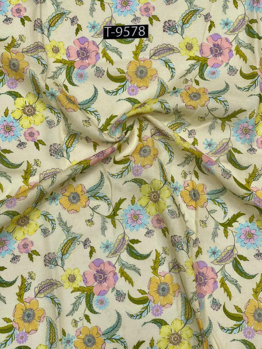mixed floral print on cotton