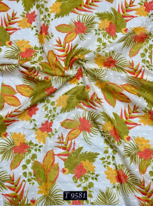 FLORAL ABSTRACT COTTON EMBROIDERY FABRICS
