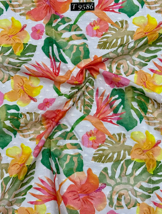 FLORAL ABSTRACT COTTON EMBROIDERY FABRICS