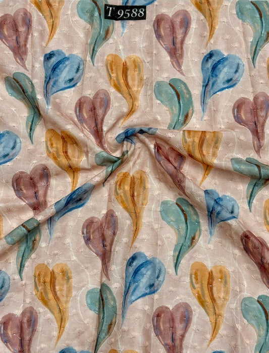 FLORAL ABSTRACT COTTON EMBROIDERY FABRICS