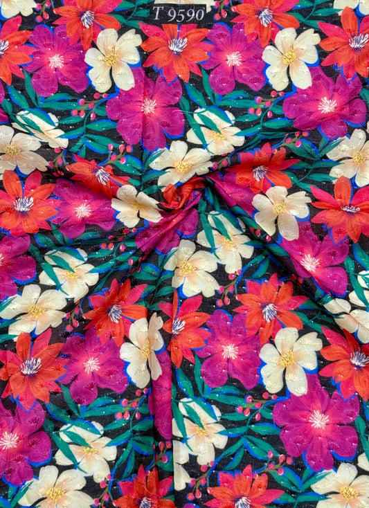 FLORAL ABSTRACT COTTON EMBROIDERY FABRICS