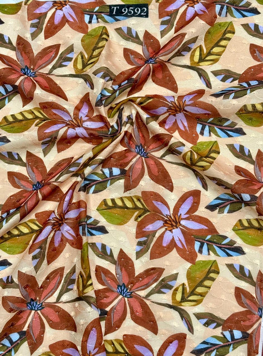 FLORAL ABSTRACT COTTON EMBROIDERY FABRICS