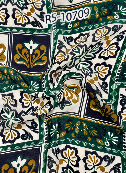 ABSTRACT PRINT ON PURE NATURAL CREPE