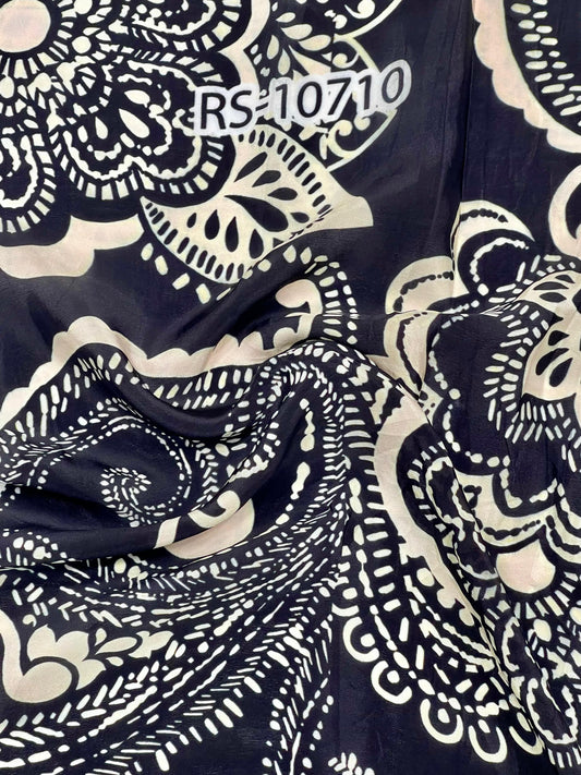 ABSTRACT PRINT ON PURE NATURAL CREPE