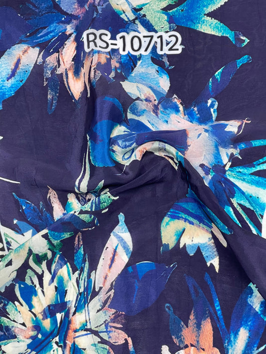 ABSTRACT PRINT ON PURE NATURAL CREPE