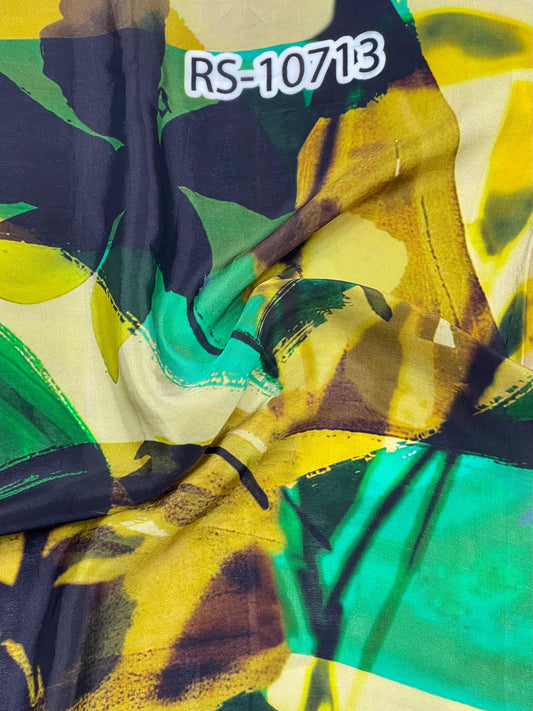 ABSTRACT PRINT ON PURE NATURAL CREPE