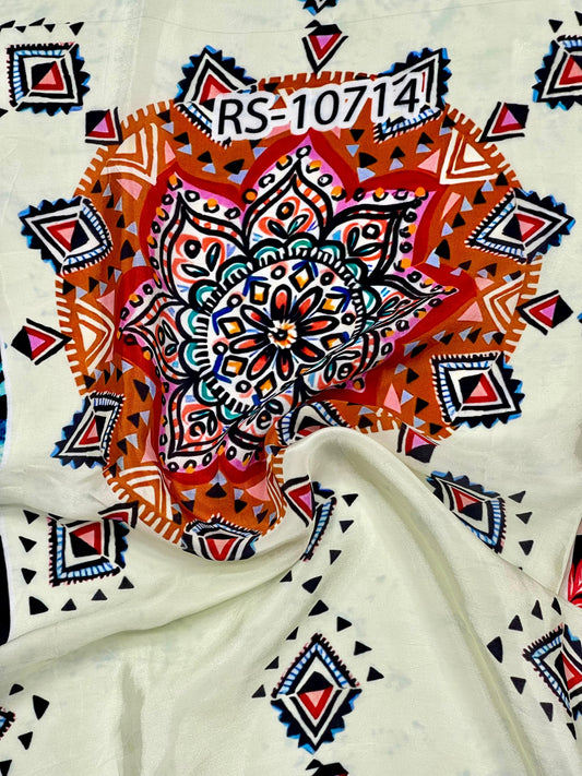 ABSTRACT PRINT ON PURE NATURAL CREPE
