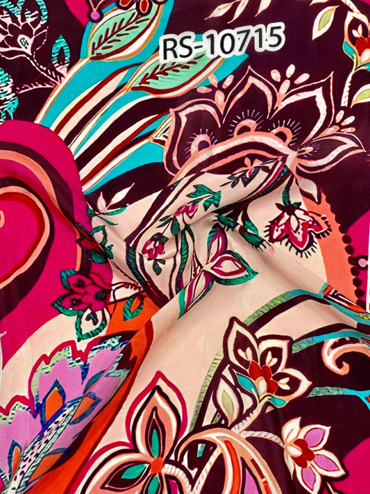 ABSTRACT PRINT ON PURE NATURAL CREPE