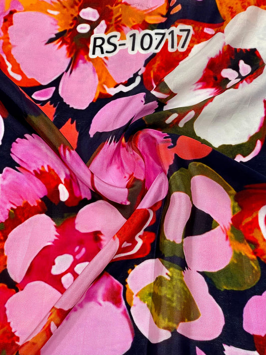 ABSTRACT PRINT ON PURE NATURAL CREPE