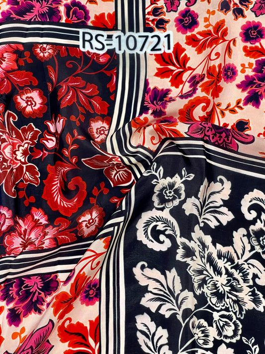 ABSTRACT PRINT ON PURE NATURAL CREPE