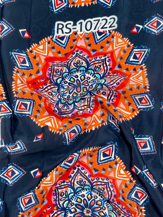ABSTRACT PRINT ON PURE NATURAL CREPE
