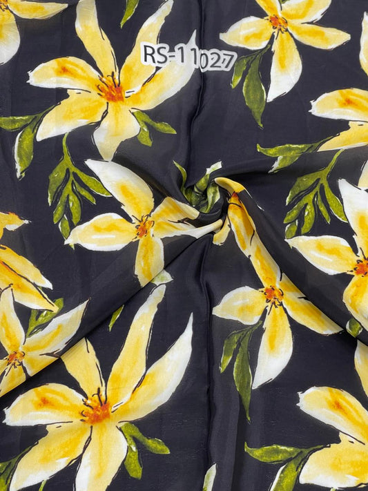 Mixed Floral Prints On Pure Natural Crepe