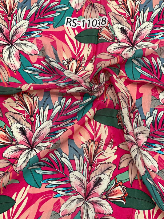 Mixed Floral Prints On Pure Natural Crepe