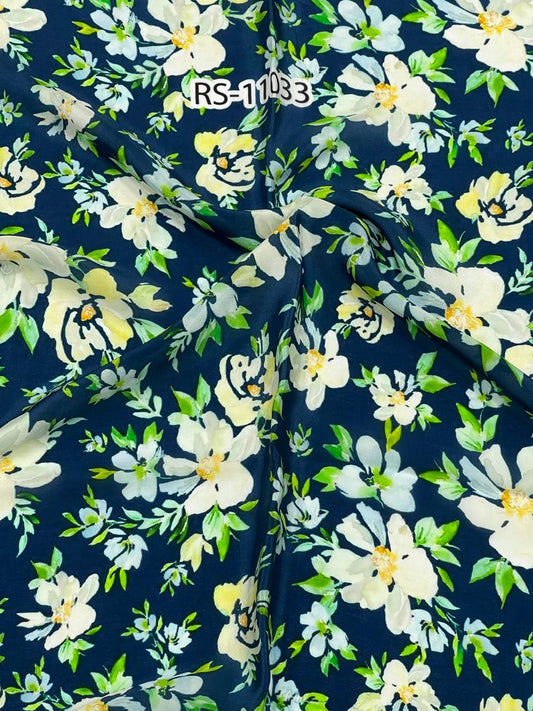 Mixed Floral Prints On Pure Natural Crepe