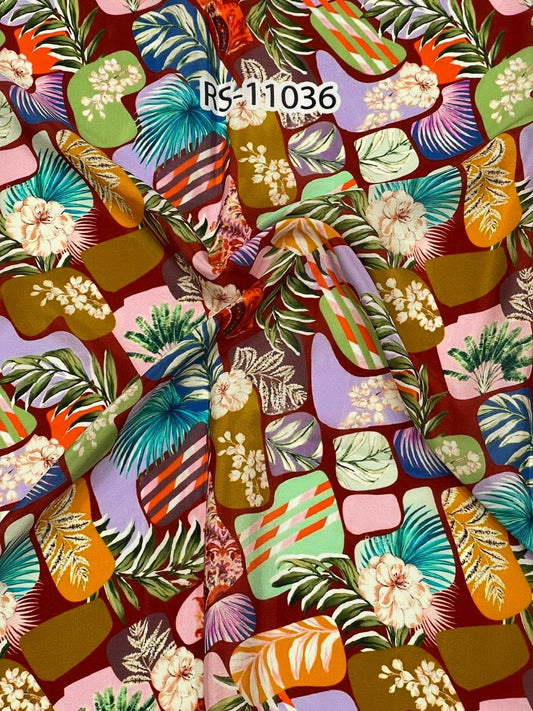 Mixed Floral Prints On Pure Natural Crepe