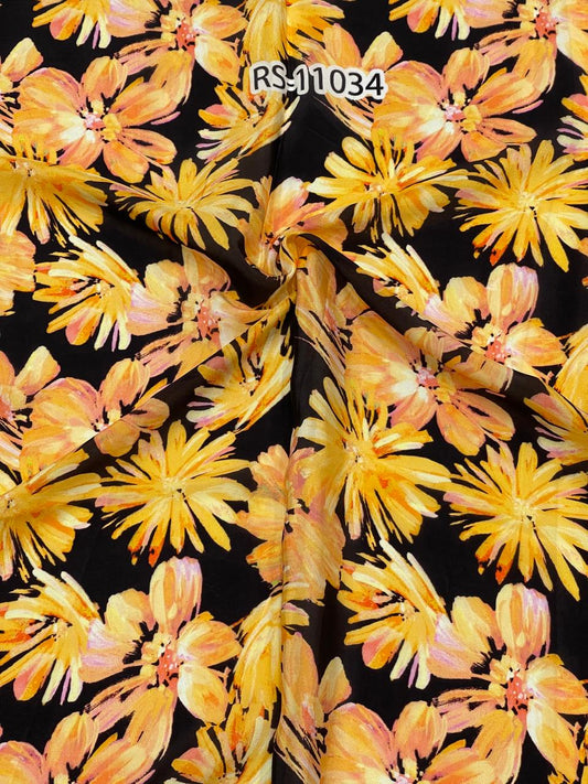 Mixed Floral Prints On Pure Natural Crepe