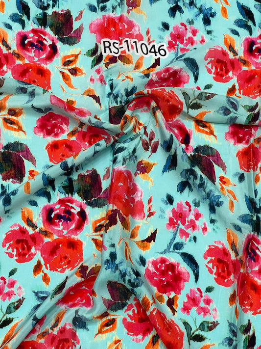 Mixed Floral Prints On Pure Natural Crepe