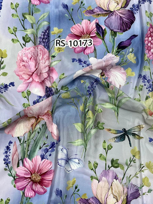SOOTHING FLORAL PRINT PURE VISCOSE MUSLIN