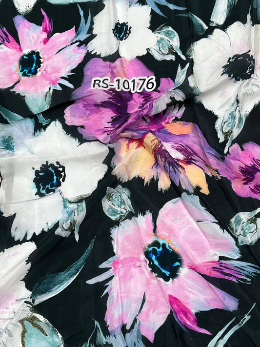 SOOTHING FLORAL PRINT PURE VISCOSE MUSLIN