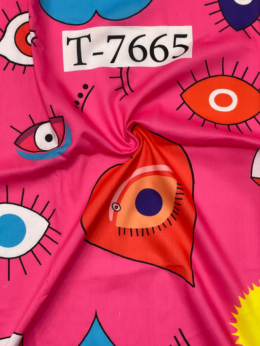Heart-Evileye Print On Muslin