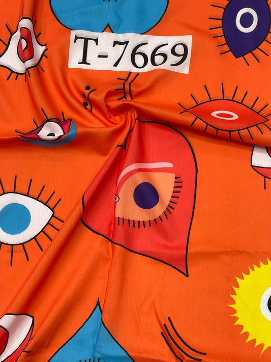 Heart-Evileye Print On Muslin