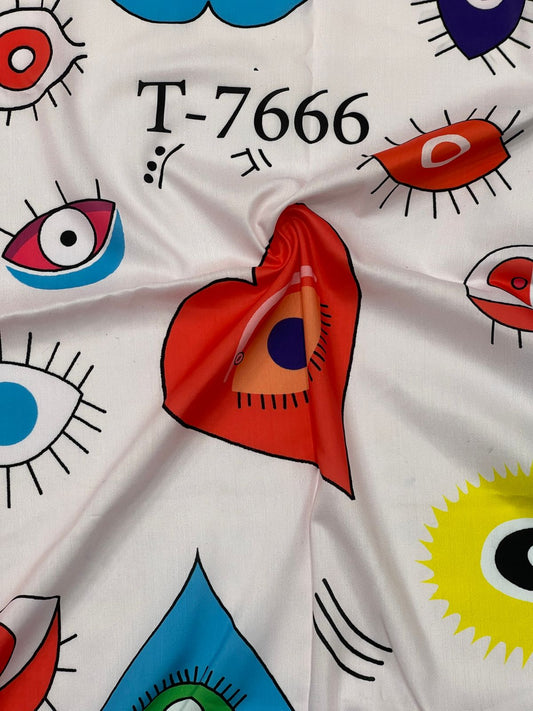 Heart-Evileye Print On Muslin