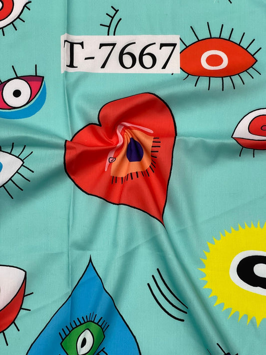 Heart-Evileye Print On Muslin