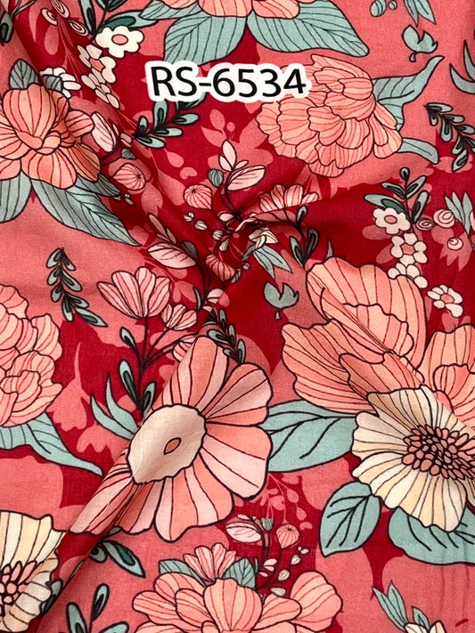 Pure Cotton Cambric Floral Abstract Digital Prints